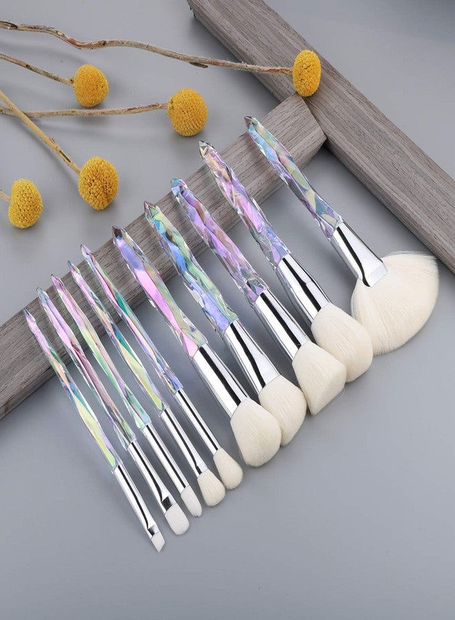 Kingtree Crystal Makeup Brush Set, 10PCS Sparkling Premium Makeup Brushes Professional Synthetic Bristles Foundation Blush Concealer Eyeshadow Makeup Brush for Girls - Image 2